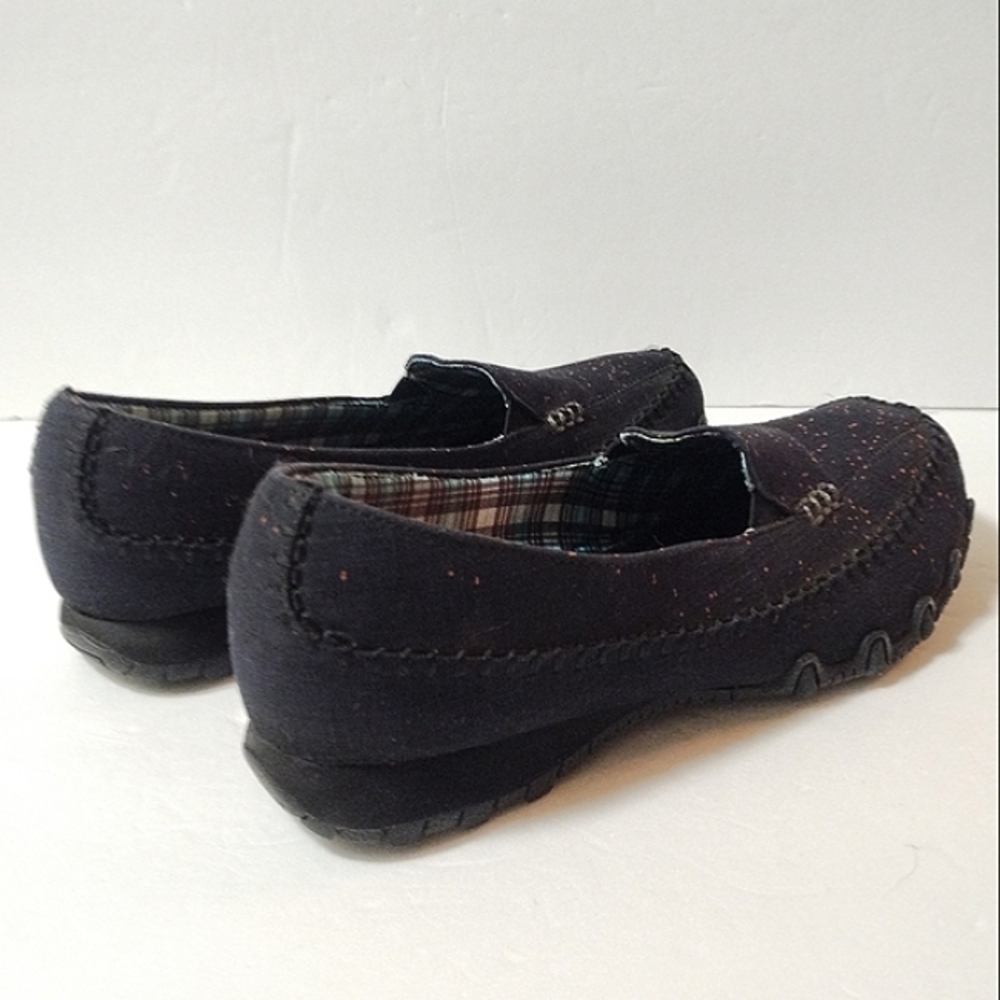 Womens Size 9 Skechers Bikers Cross Walk Shoes Slip On Black Canvas 48944 - Picture 4 of 10